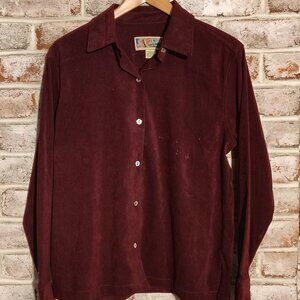 La Cabaña Womens Burgundy Long Sleeve Button Down Shirt - Large